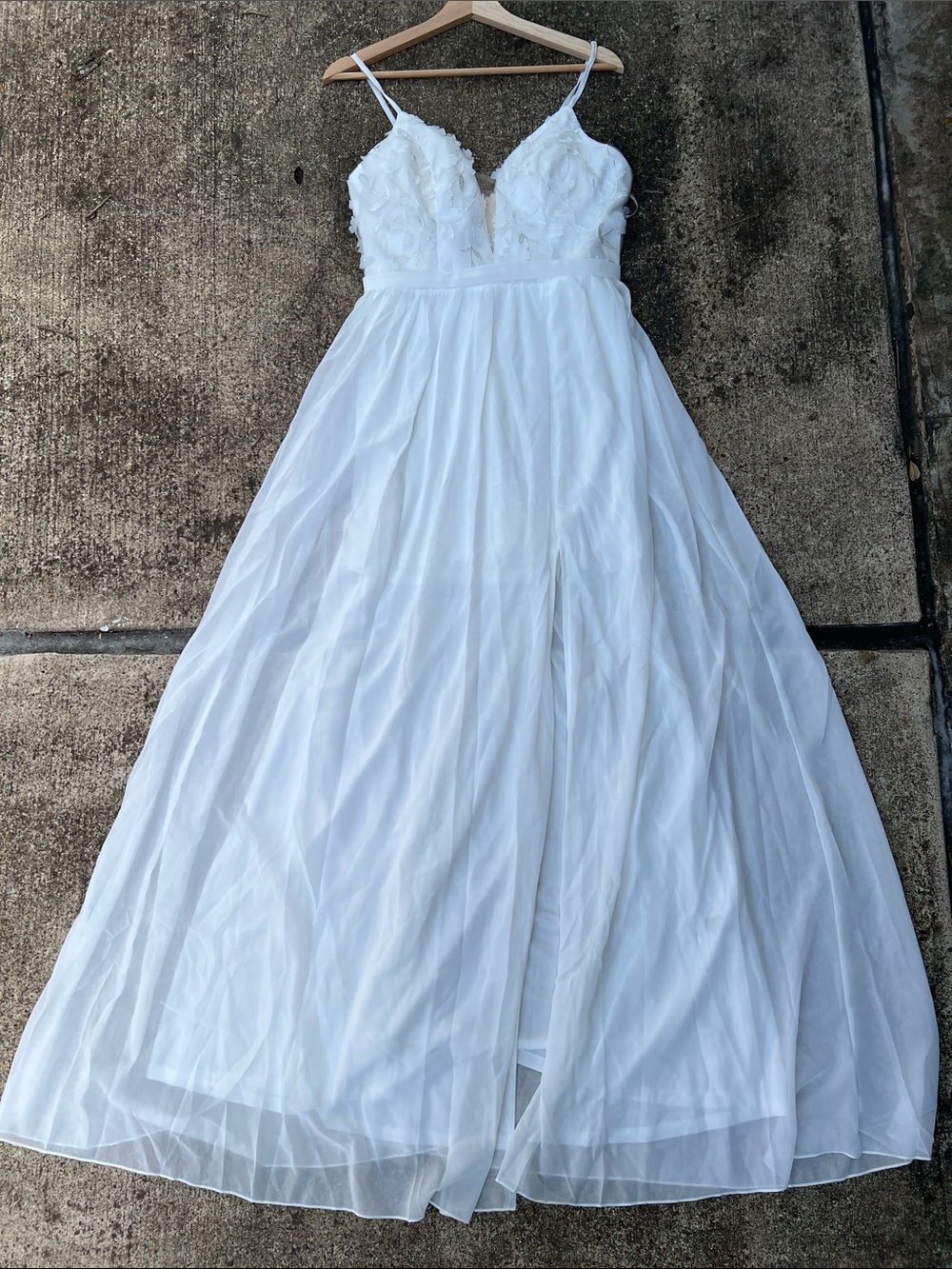 Women’s White Floral Bodice Tulle’sDress